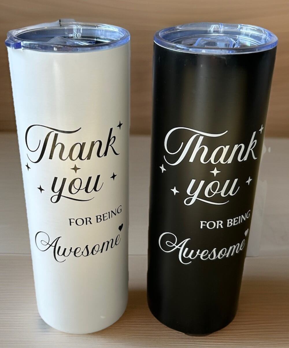 2 NEW Insulated Coffee Mug Thank You For Being Awesome, Lidded Cup Present Gift